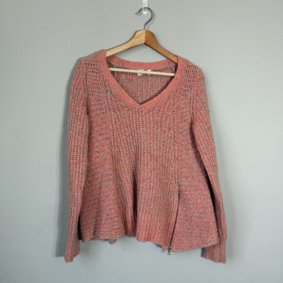 Anthropologie Moth Wool Alpaca Knit V-Neck Sweater Pullover Women's Medium Pink - Picture 3 of 15